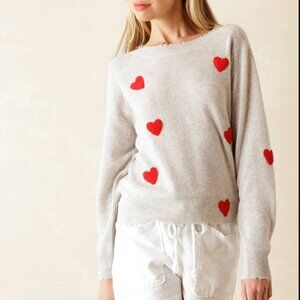 27 Miles Carmen Cashmere Heart Embroidered Sweater